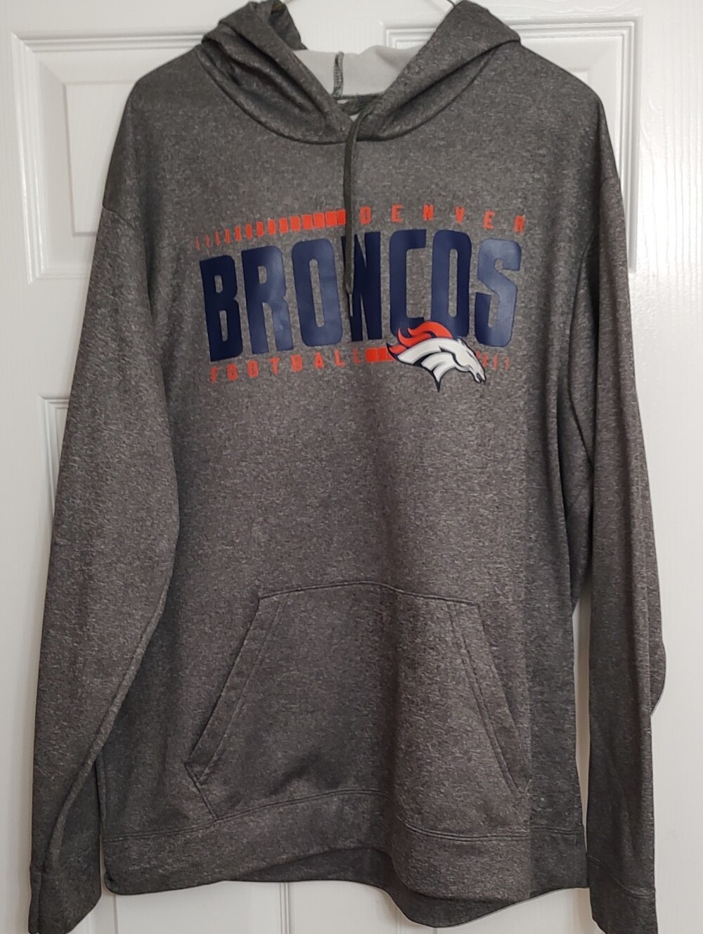 Denver Broncos Lightweight XL Hoodie, Grey, NFL Team Apparel, Football Pullover